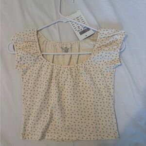 Brandy Melville Cream Floral Blouse